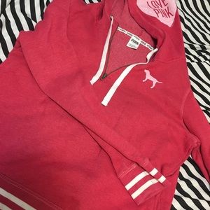 PINK half zip hoodie (L)